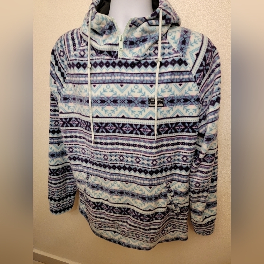 NWT Free Nature NYC Mens Micro Fleece Hoodie with Front Pockets - Picture 3 of 5